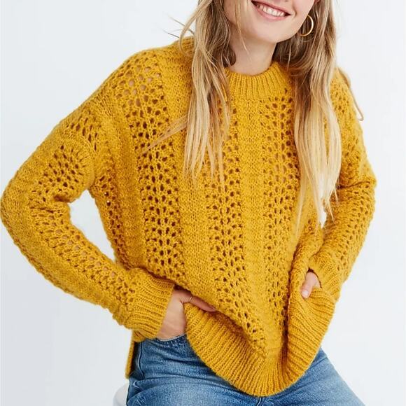 Madewell Yellow Windemere Pointelle Pullover Sweater XS - Picture 1 of 13